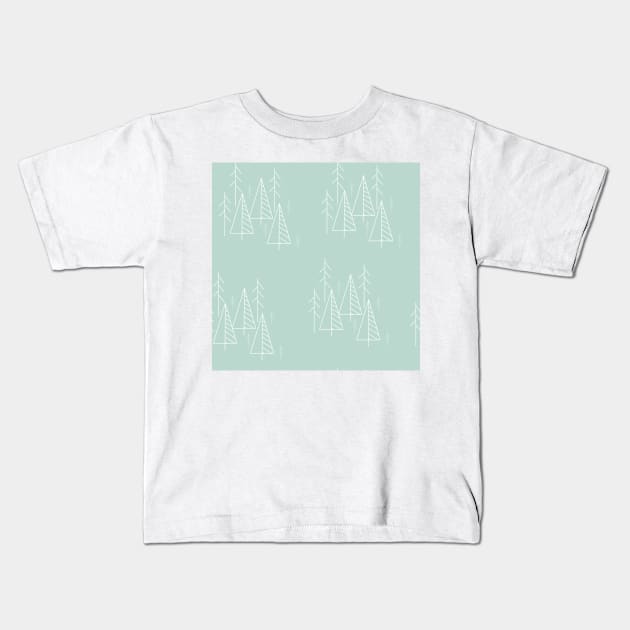 Seamless pattern with white trees Kids T-Shirt by Nataliia1112